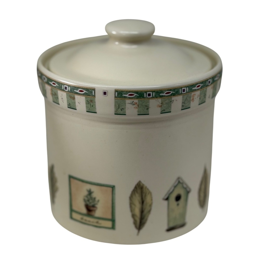 Pfaltzgraff Canister Lidded Naturewood Cream Birdhouse Leaf Kitchen‎ Storage